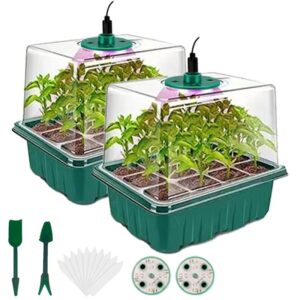 2 x Mini-Gewächshaus Anzucht-Set mit LED-Wachstumslampe