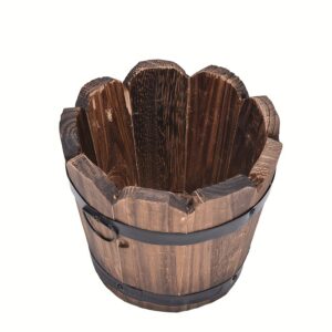 Rustikaler Holz-Blumentopf 'Alpenzauber' | Eimer aus Echtholz